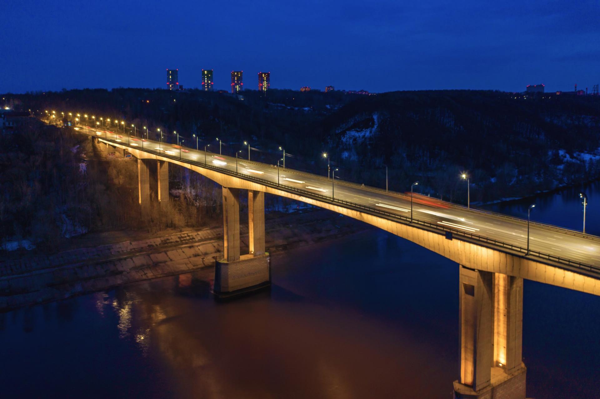 Мызинский мост через Оку - освещение моста, Нижний Новгород, 2022