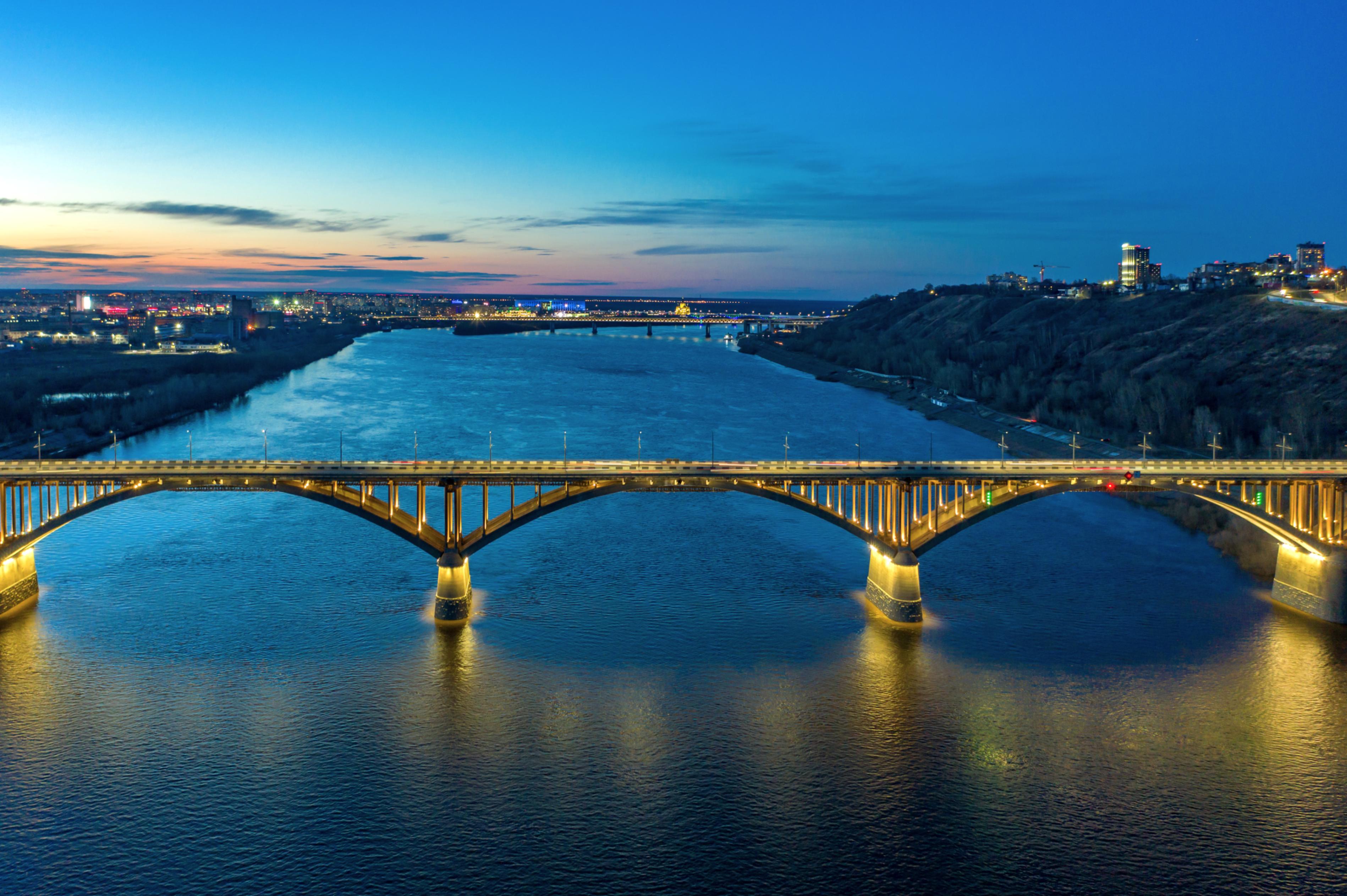 Молитовский мост через Оку - освещение моста, Нижний Новгород, 2021