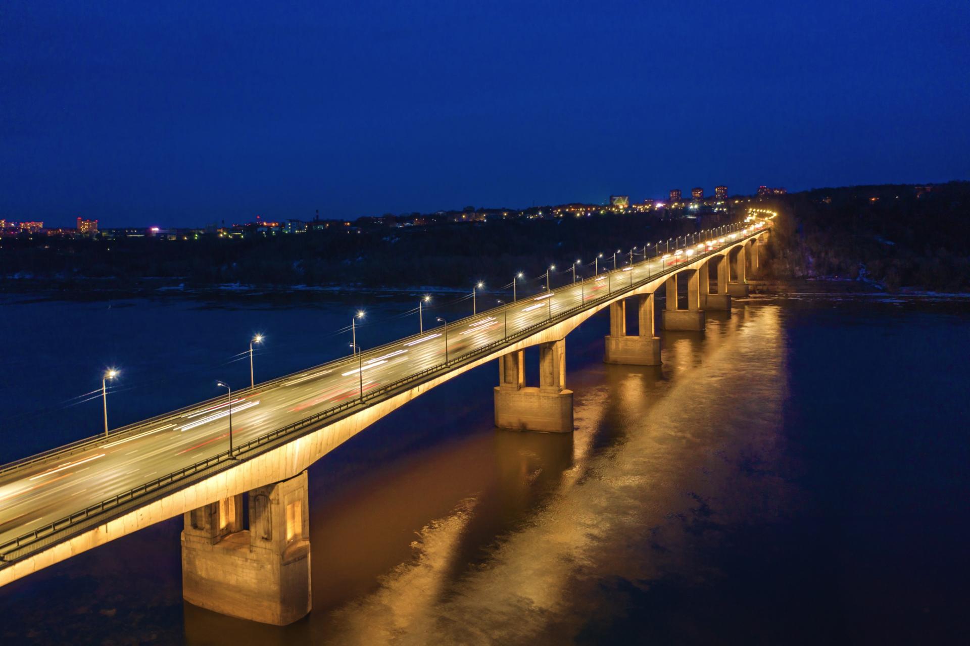 Мызинский мост через Оку - освещение моста, Нижний Новгород, 2022
