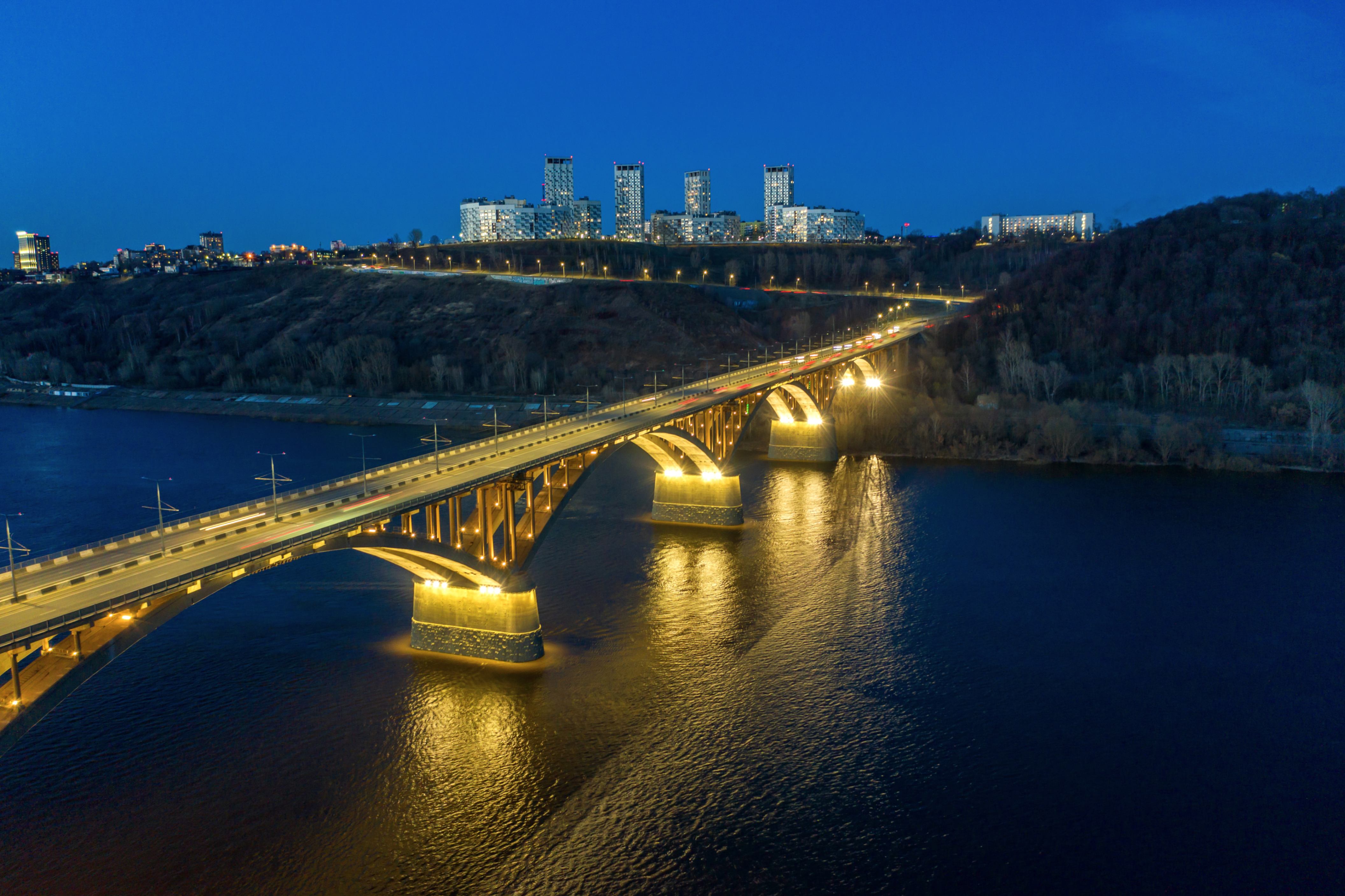 Молитовский мост через Оку - освещение моста, Нижний Новгород, 2021